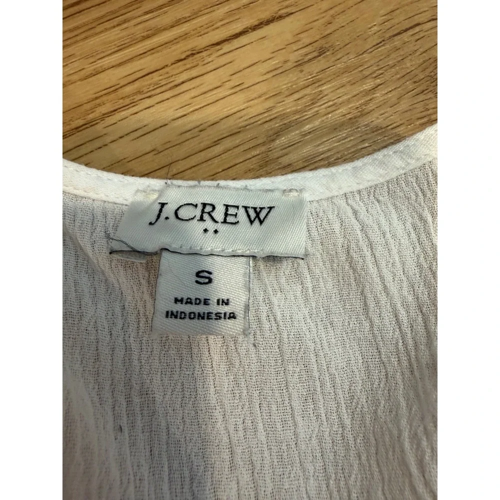 J. Crew Womens Small White Gauze Tassel Trim V-Neck Tunic Top Swim Coverup S